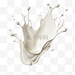 牛奶水花泼溅流动写实AI元素装饰