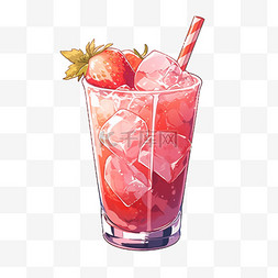 冷饮果汁夏季卡通元素