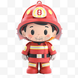卡通消防员儿童3d元素