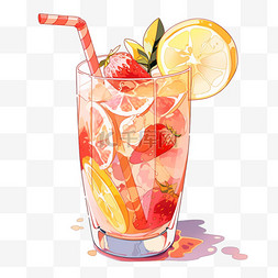 冷饮背景手绘图片_夏季冷饮果汁元素卡通