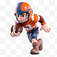 亚运会3D人物竞技比赛戴头盔的男孩橄榄球