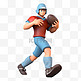 亚运会3D人物竞技比赛蓝裤男人打橄榄球