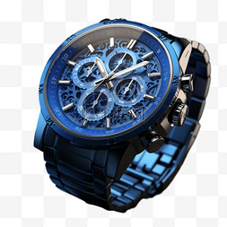 蓝色手表机械表商务风金属写实元