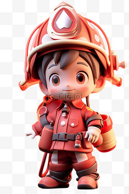 pop图片_可爱儿童消防员3d元素卡通