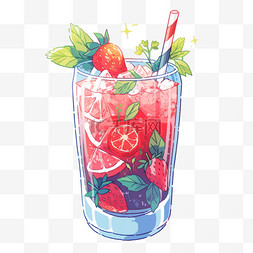 夏季冷饮果汁卡通元素