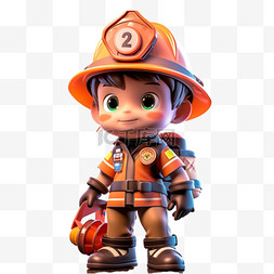 可爱元素卡通儿童3d消防员
