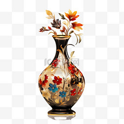 瓷器花瓶图片_暗色奢华花瓶瓷器写实AI元素装饰