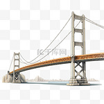 大桥桥梁建筑手绘写实AI元素装饰图案