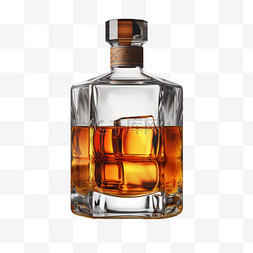 酒图案图片_威士忌酒瓶冰块透明写实元素装饰