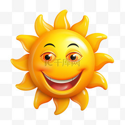 太阳图案图片_太阳笑脸3d质感写实AI元素装饰图
