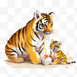 母老虎给她的幼崽喂水果