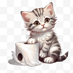 猫玩卫生纸