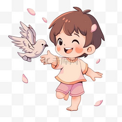 卡通可爱鸽子图片_国庆节儿童放飞鸽子手绘元素