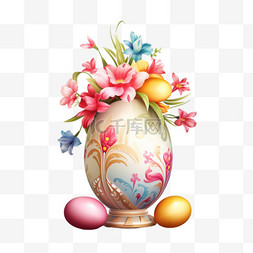 有装饰的复活节彩蛋的花瓶