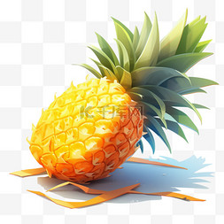菠萝水果手绘写实AI元素立体免扣