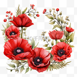 花朵花环花框鲜红色热情花边花架