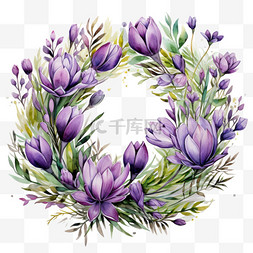紫色头像框图片_花朵花环紫色优美花框花边花架头