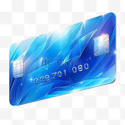 蓝色银行卡卡片写实AI元素装饰图
