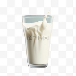 白色牛奶奶制品杯子玻璃AI元素装