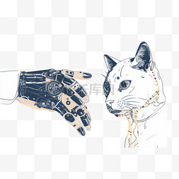 手绘猫爪图片_人手在猫爪图旁边修理猫机器人
