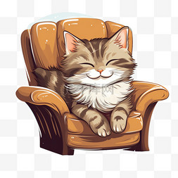 猫在绘画图片_猫躺在椅子上
