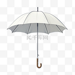 雨伞白色图片_白色雨伞简约AI元素立体免扣图案