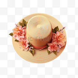 图案帽子图片_帽子草帽花朵写实AI元素装饰图案