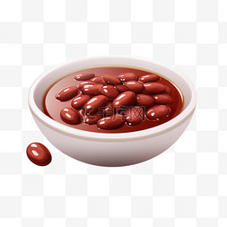 红豆汤碗里写实AI元素装饰图案