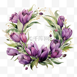 花朵花环花框花边淡紫色满天星花