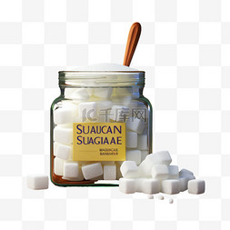 破裂罐子图片_糖方糖罐子AI元素立体免扣图案