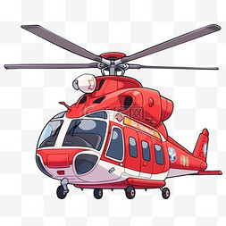 卡通直升机起飞手绘元素