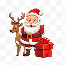 荧光礼物i图片_圣诞快乐，带着一袋驯鹿礼物在圣