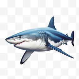 蓝色鲨鱼写实AI元素装饰图案