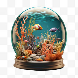 鱼缸水晶球装饰合成AI元素立体免
