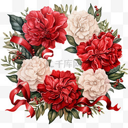 大红色喜庆花朵花环花框花边花架