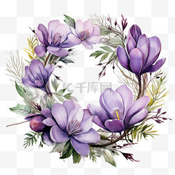 花朵花环花框紫色优美花边花架头