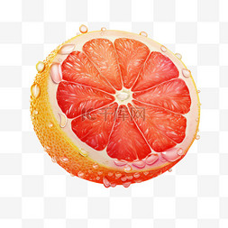 西柚水果红色水滴写实AI元素装饰