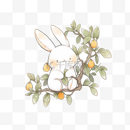 桂花兔子图片_手绘小兔元素桂花中秋节