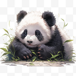 熊猫可爱卖萌AI元素立体免扣图案