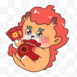 拿红包图片_新年龙年恭喜发财卡通手绘中国龙