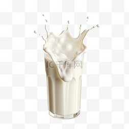 牛奶泼溅图片_白色牛奶泼溅水花写实AI元素装饰