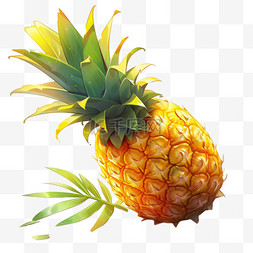 菠萝水果手绘漂亮写实AI元素立体