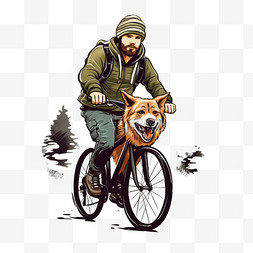 骑狗图片_与狗骑自行车