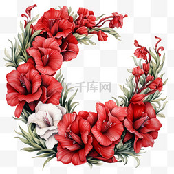 花边花框素材图片_花朵花环大红色热情花框花边花架