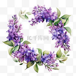 花朵花环淡紫色满天星花框花边花