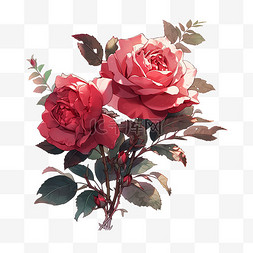 手绘玫瑰花花卉图片_手绘插画花卉玫瑰花元素