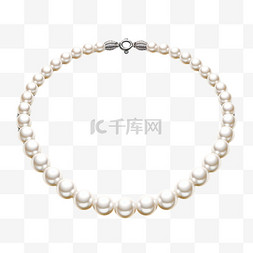 珍珠装饰图片_白色精致镶嵌珍珠项链写实AI元素