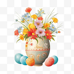 复活节彩蛋素材图片_有装饰的复活节彩蛋的花瓶