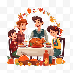 温馨的家庭感恩节晚餐