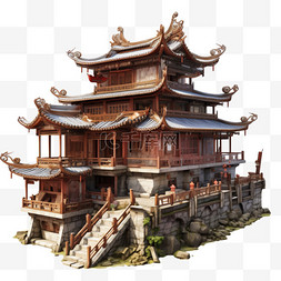 中国传统图案素材图片_中国传统建筑古风写实AI元素装饰